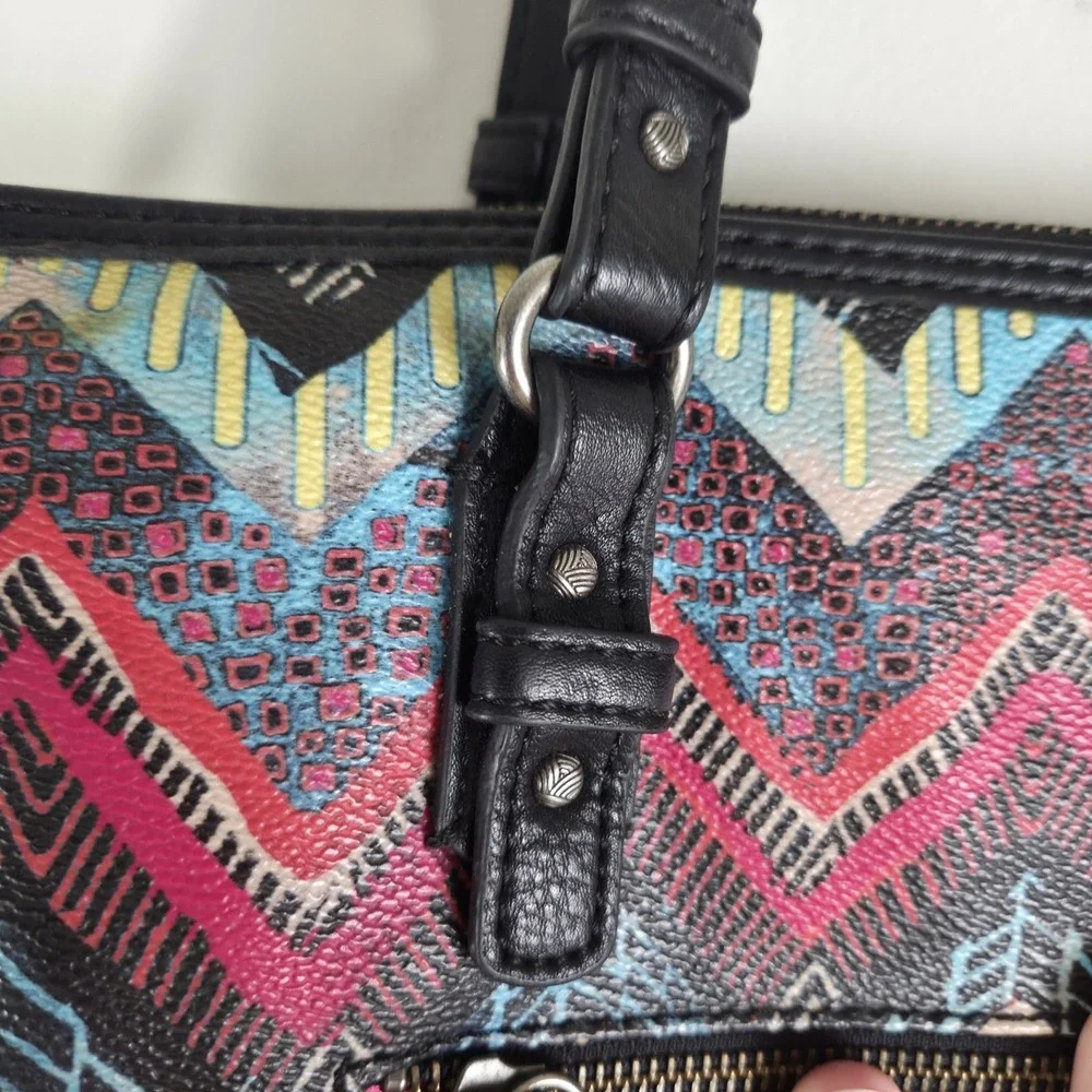 The Sac Multicolor Purse Shoulder Strap 13x9 Boho Hippie Pink